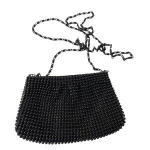 Metal Beaded Mesh Evening Black Purse Crossbody Y2K